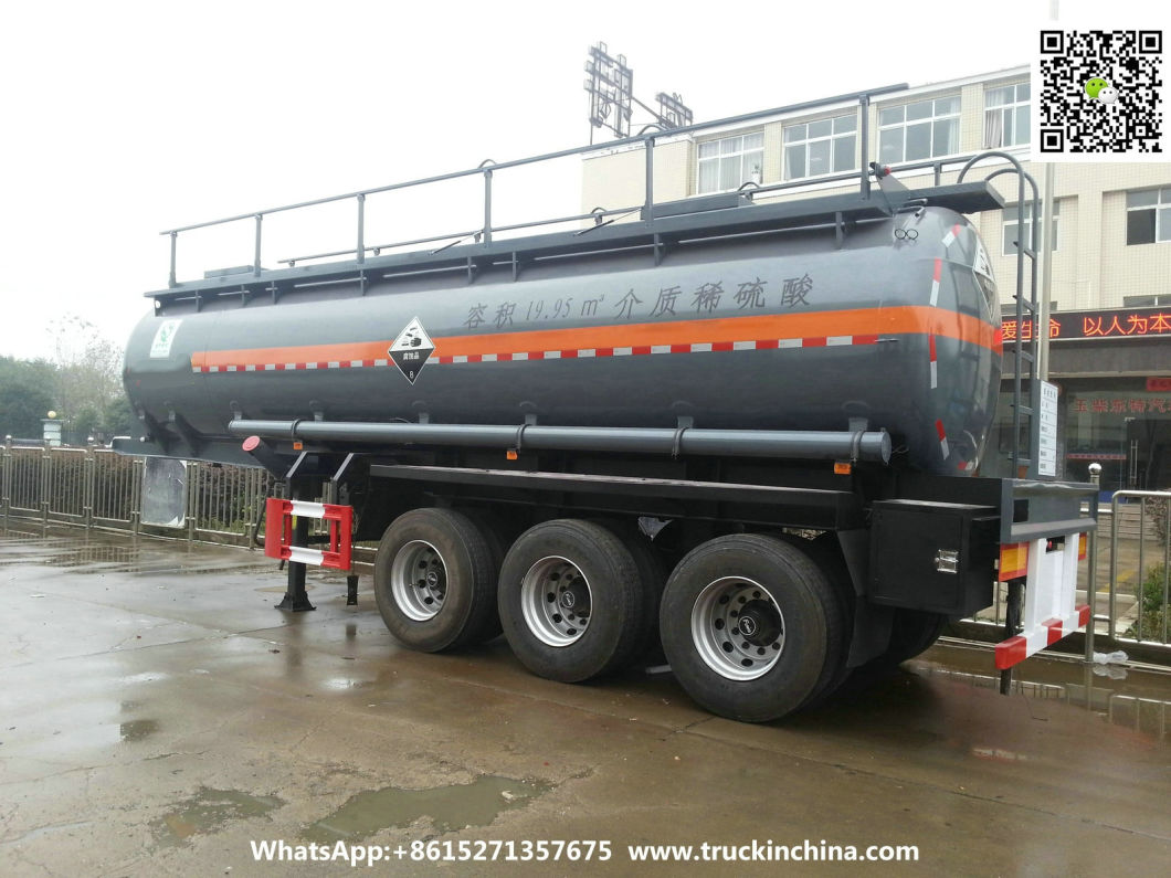 3 Axles Caustic Soda Tanker Semi-Trailer (Sodium Hydroxide Steel Tank Lined LLDPE)