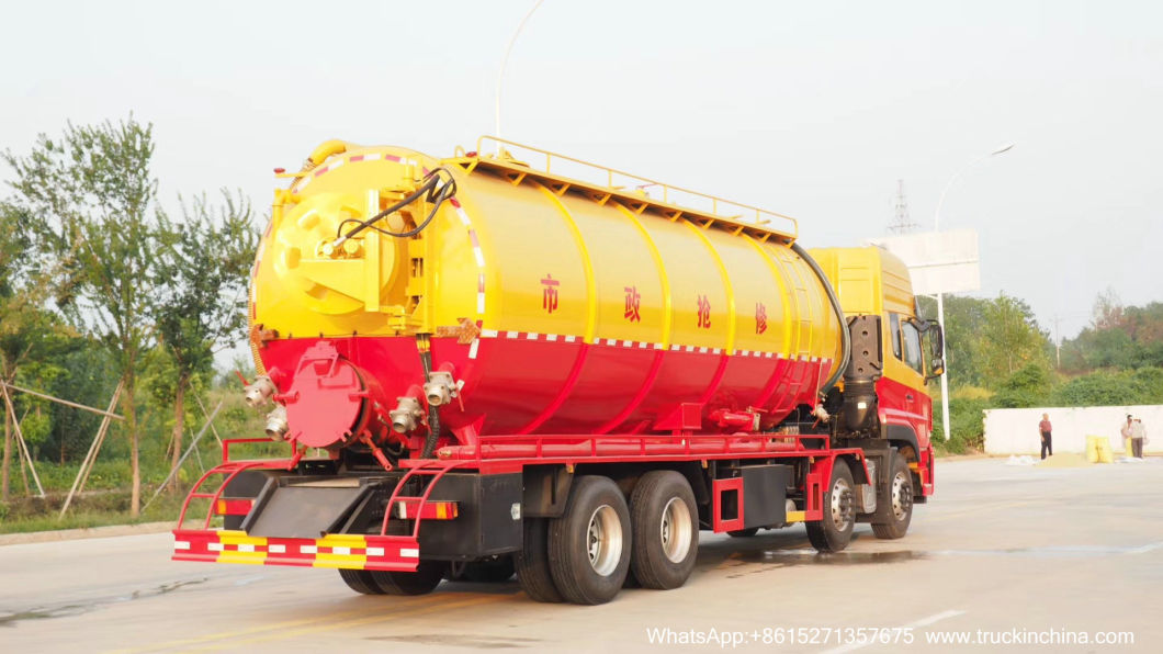 30ton Vacuum Sewer Sewage Cleaning Truck (Sewer Septic Tank High Pressure Combined Water Jetting Truck 18m3 Wast Sludge 10m3 Clean Water Tank)
