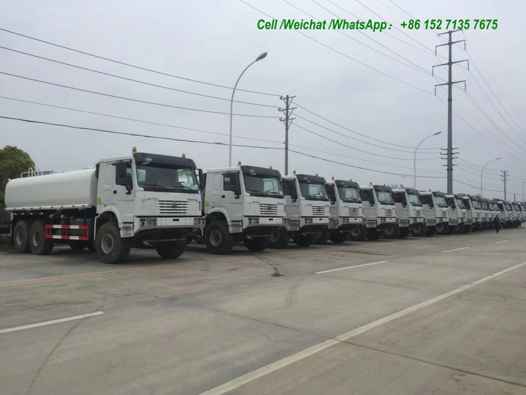 Sinotruck HOWO 6X6 Water Bowser off Road 20t (AWD All Wheels Drive PTO Pump Carbon Steel or Stainless Steel Tank)