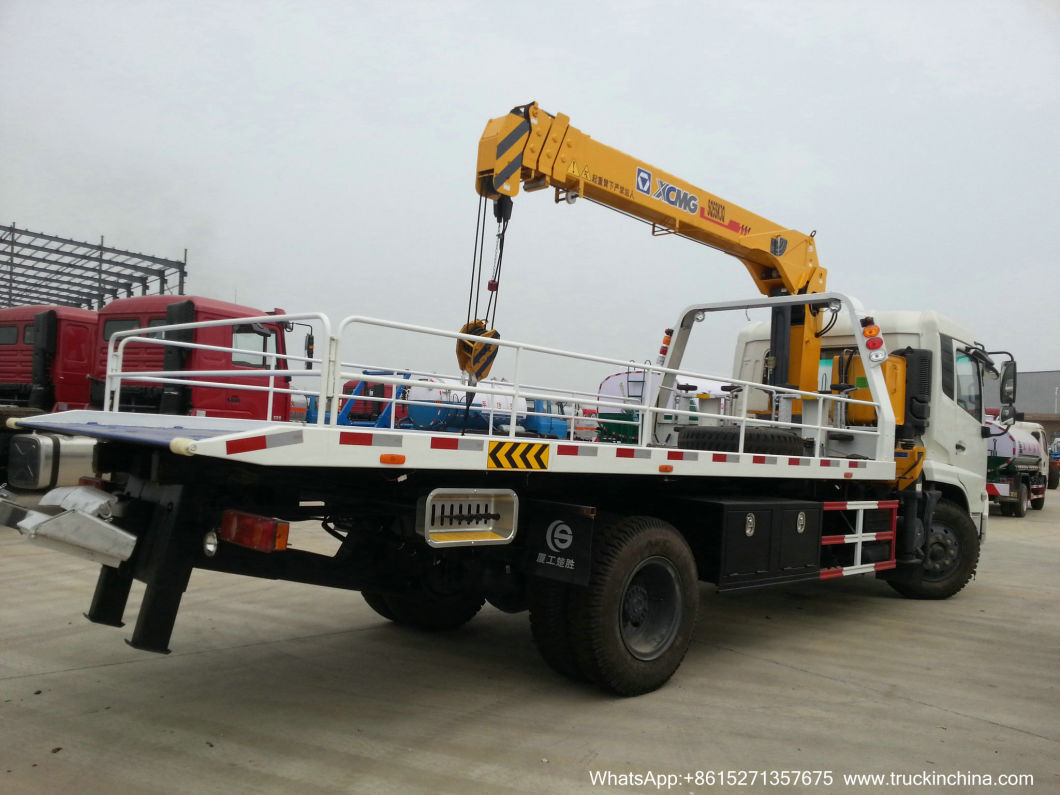 Flat Bed Wrecker with Loading Crane for Car Recovery on Road (5T -6T Crane Car carrier)