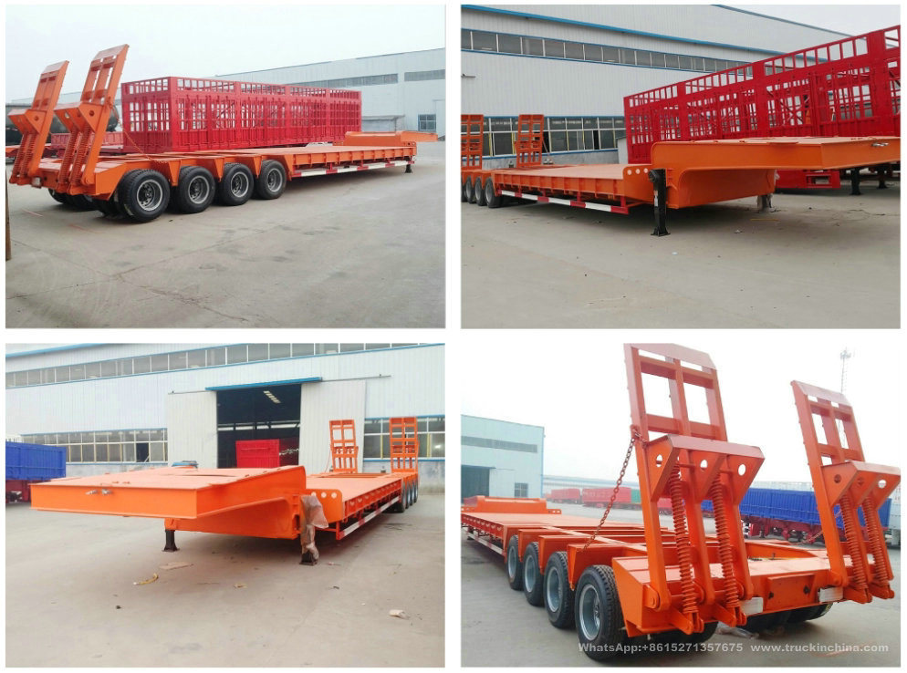 Heavy Haul Equipment Trailer 4 Axles Low Bed Semi Trailer 60ton 80ton 100ton