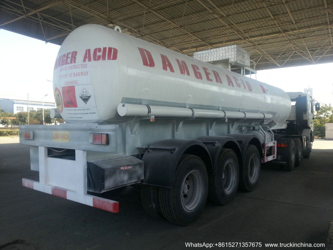 36t-40t Sulfuric Acid Tanker 20-22cbm (5000USG-6000USG 3 Axles Crabon Steel Tank For Concentrated SG1.83 Sulfuric Acid UN1830 Dangerous Acid Crossive 8)