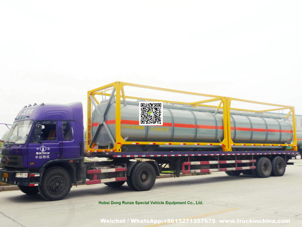 40FT Chemical Tank Container for Road Transport (Dongte 35 -40Ton Bleach Tanks, NaOCL Tanks, Javel Water, HCl Tank Steel Lined LDPE)