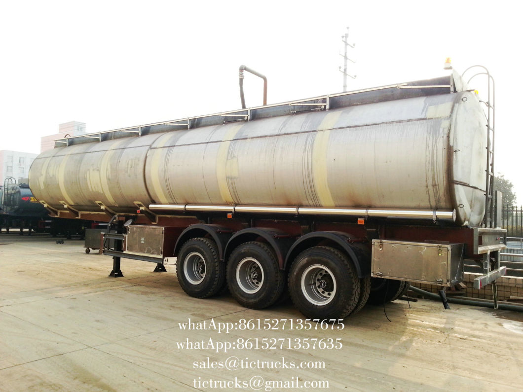 3 Axles Stainless Steel Tank Trailer for Drinking Water, Edible Oil, Liquid Food, Milk, Alcohol