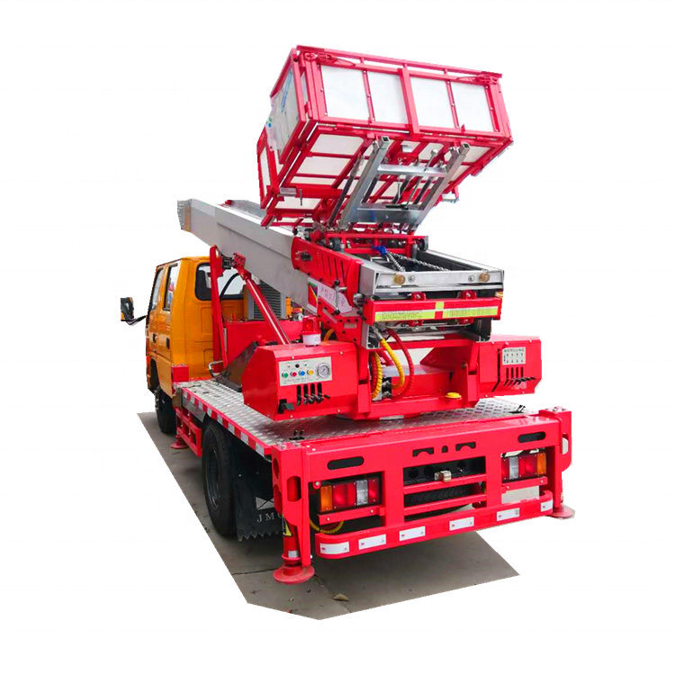 HOWO Truck Mounted Telescopic Ladder Truck for House Building Goods Lift and Download (House Furniture Moving Hydraulic 28 M Aerial Platform Ladder)