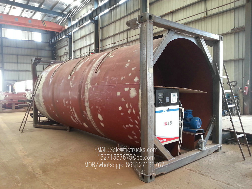 20FT ISO LPG Tank Container (DEM, Isobutane, cooking gas) Custermizing Mounted with Motor Pump Dispenser