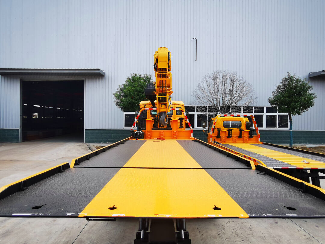 Hydraulic Winch tilt Tray Flatbed Towing Trucks with crane (8)