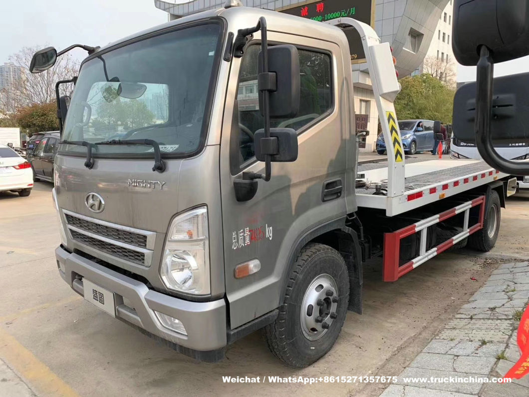 Hyundai 6t Flatbed Car Carrier Road Recovery Tow Truck (4 ton winch 5m Tilt Deck Tray Light Duty Wrecker)