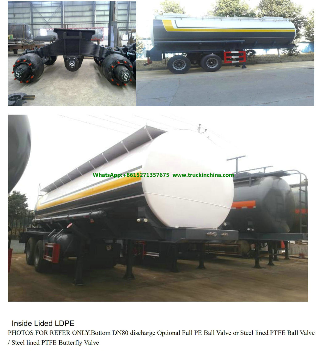 2 Axles Dilute Sulfuric Acid Tank Trailer Dangerous Acid Tank Trailer (DUAL AXLE ACID TANKER SEMI TRAILER 32T Bogie type suspension)