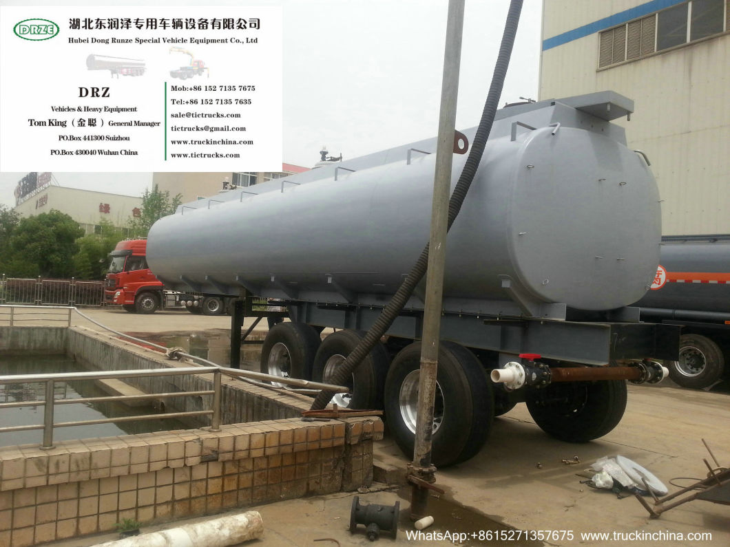 30t 3 Axles Hf Acid Tanker Trailer (Steel Tank Lined PE Hydrofluoric Acid, Hydrochloride Acid, Pickling Waste Water, Pickling Liquid 8000USG -10000USG)