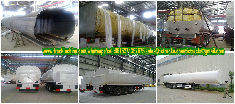 Tri Axles Trailer Tanker with Insulation Layer for Heat Bitumen, Liquid Asphalt, Coal Tar Oil, Crude Oil Transport Tank Capacity 30, 000L-45, 000liters 12wheels