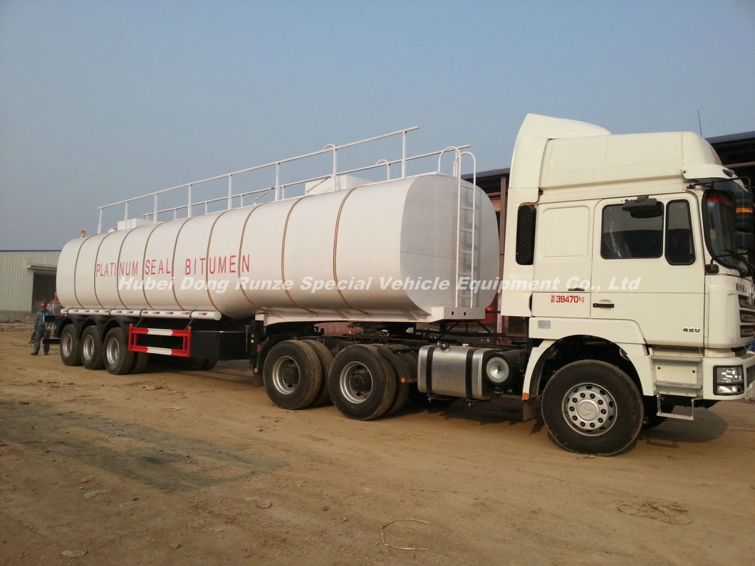 Tri Axles Trailer Tanker with Insulation Layer for Heat Bitumen, Liquid Asphalt, Coal Tar Oil, Crude Oil Transport Tank Capacity 30, 000L-45, 000liters 12wheels