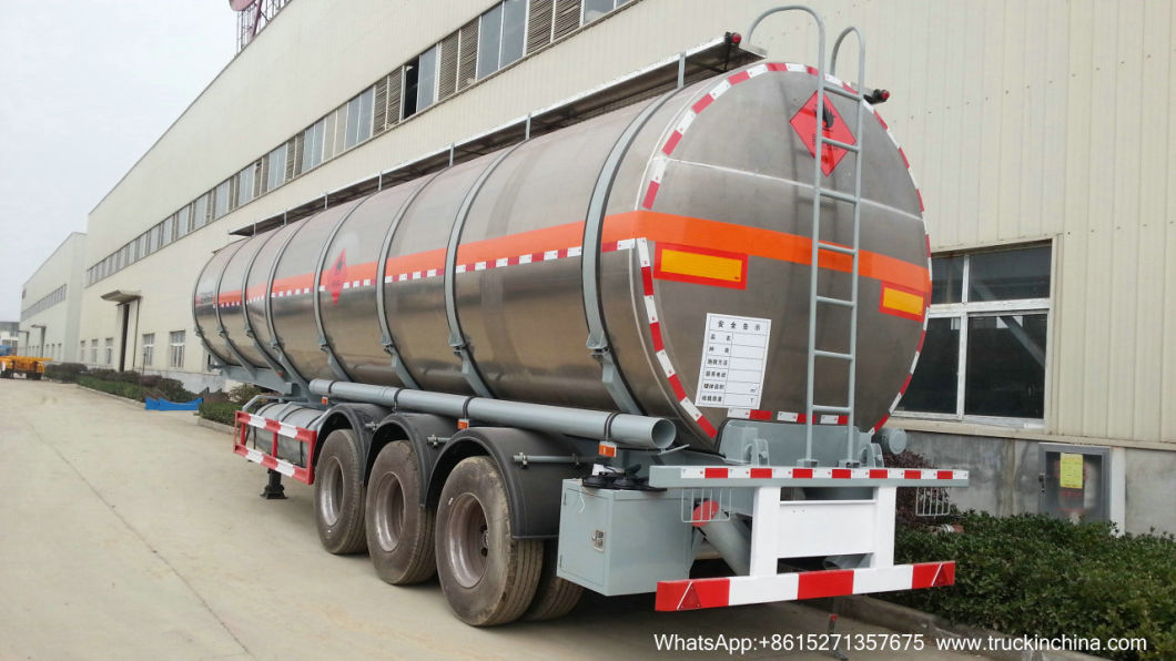 Nitric Acid Tanker Trailer Used for Transporting Nitric Acid Acetic Acid (Made Of Pure Aluminum, 2-3 Axles Road Tanker)