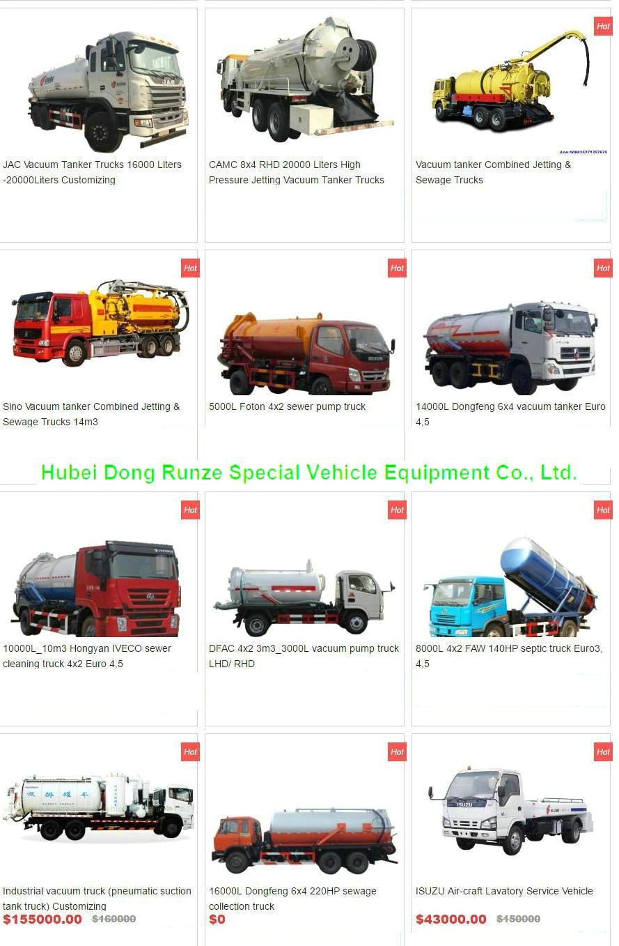 Forland 3000liters Septic Tank Vacuum Trucks (4X2 RHD Vacuum Tanker for Wast Water Sewage)