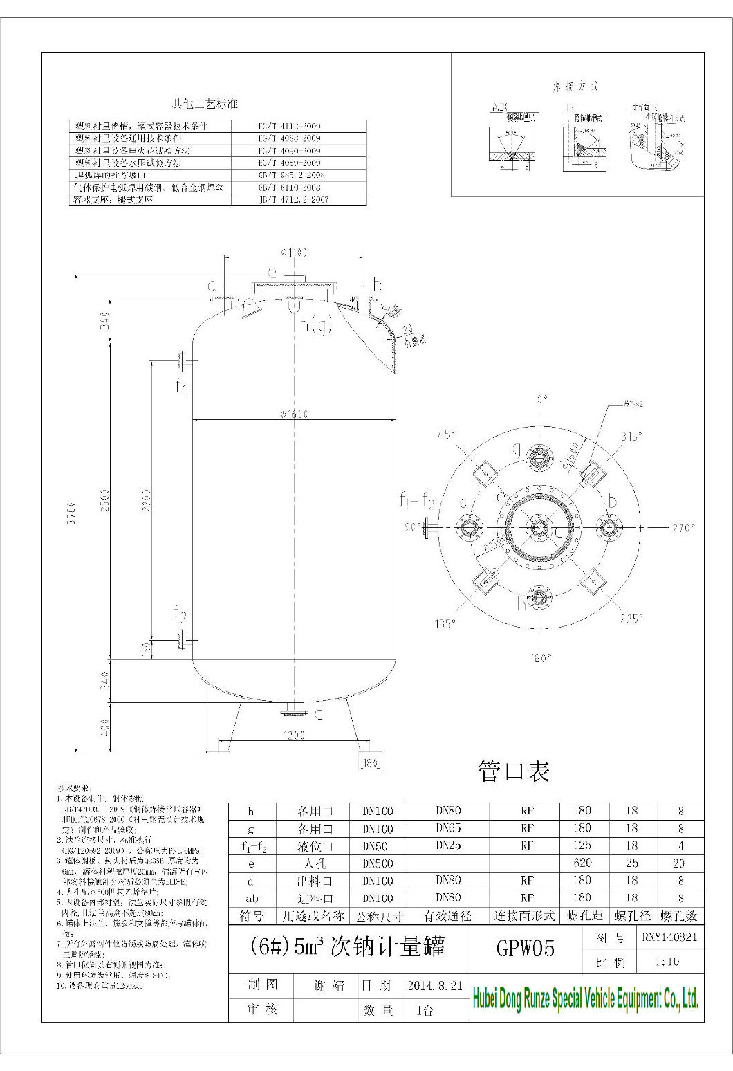 HCl Naclo Storage Dosing Tanks (Carbon Steel Tank Lined LLDPE corrosion resistance Sodium Hypochlorite, Hydrochloric Acid) Vertical 5 -50kl Measuring Tank