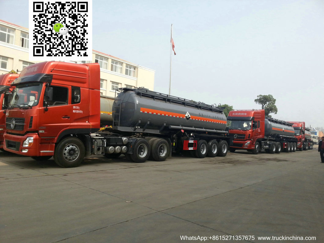 3 Axles Caustic Soda Tanker Semi-Trailer (Sodium Hydroxide Steel Tank Lined LLDPE)