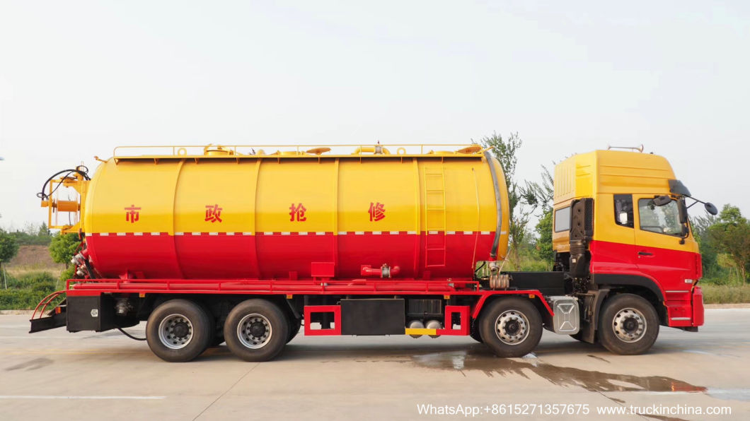 30ton Vacuum Sewer Sewage Cleaning Truck (Sewer Septic Tank High Pressure Combined Water Jetting Truck 18m3 Wast Sludge 10m3 Clean Water Tank)