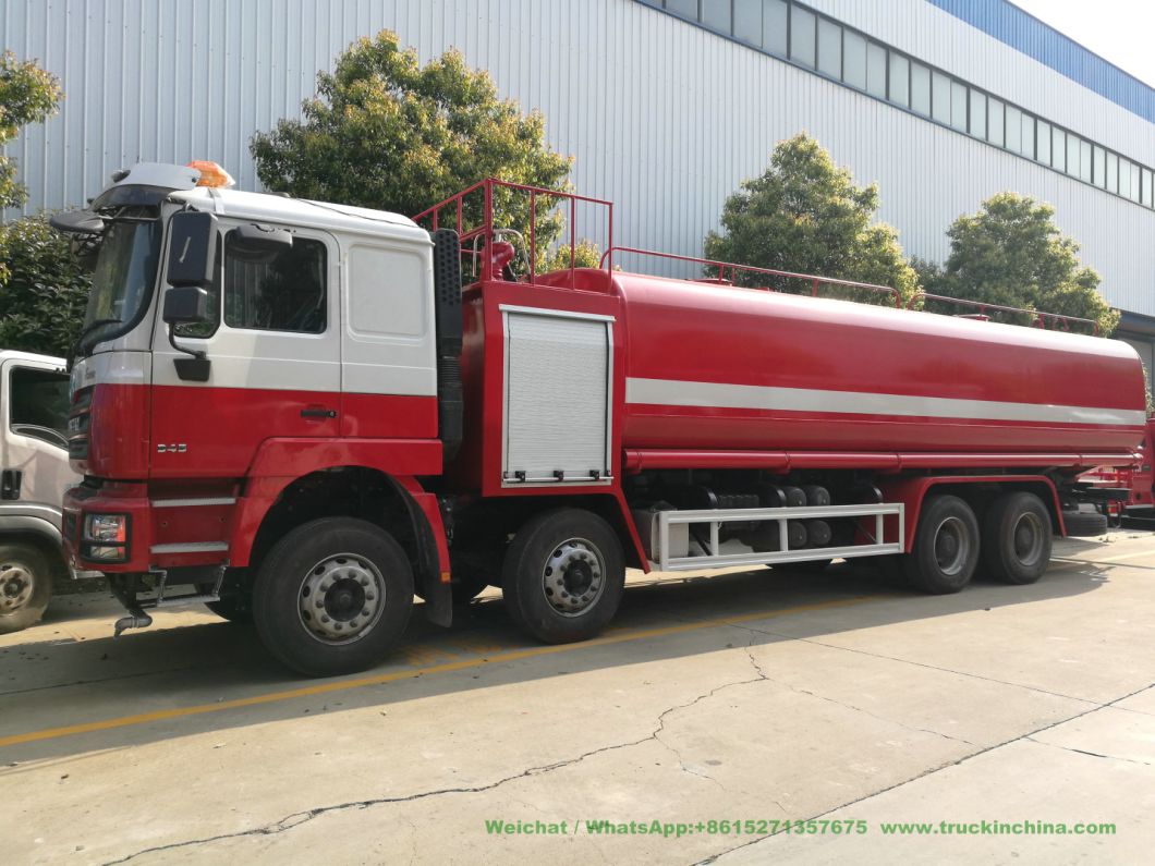 Shacman 12 Wheels Water Tanker Fire Truck 30t Bowser Tank with Fire Pump