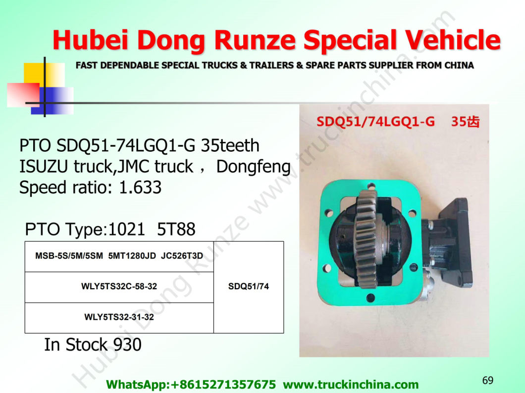 Jmc DFAC Truck Pto Sdq51/74 (Gearbox Power Take off For ISUZU. WLY Transmission MSB-5S/5M/5SM, 5MT1280JD, JC526T3D)