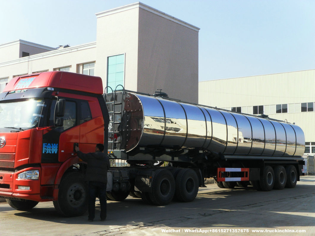 Customzing 40t -60t Heat Insulated Stainless Steel Tanks Trailer (Stainless Aluminium Alloy Tanker Truck For Hot Waxs Chemical Liquids)