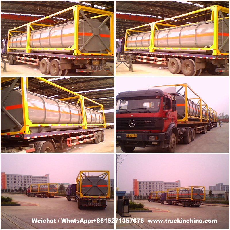 40FT Chemical Tank Container for Road Transport (Dongte 35 -40Ton Bleach Tanks, NaOCL Tanks, Javel Water, HCl Tank Steel Lined LDPE)