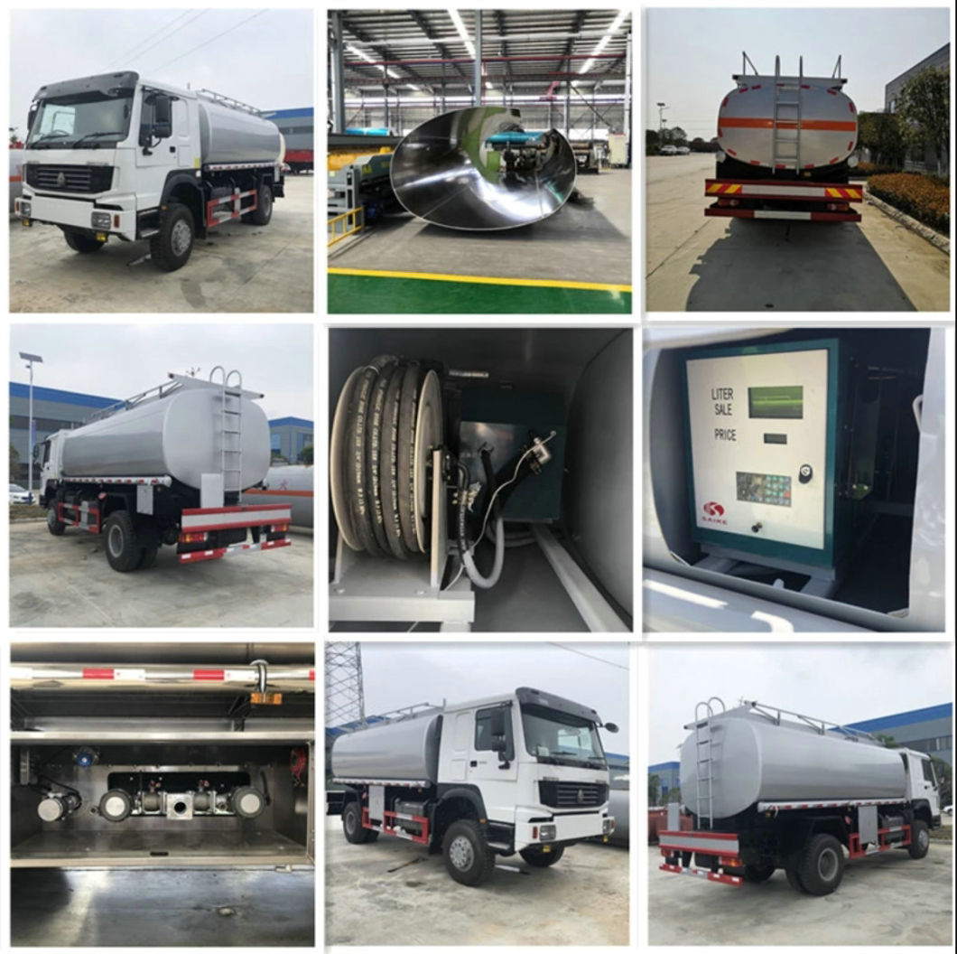 HOWO Diesel Fuel Bowser Truck 5000-10000 Liter (4X4 Wheels All wheels Off Rough Road Transport Gasoline, Diesel Oil, Lubricating Oil and Coal Tar Oil Tanker)