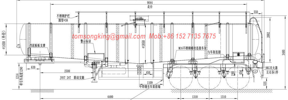 Sulfuric Acid Tanker V Shape Tank 22, 000liters Loading 99.8% H2so4 Transport 40 Ton