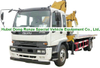 Japan. Brand I. S. U. Z. U Recovery Truck Mounted with Knuckle 5 Ton Crane and Roll Back Flatbed Wrecker Euro 5.6. Engine