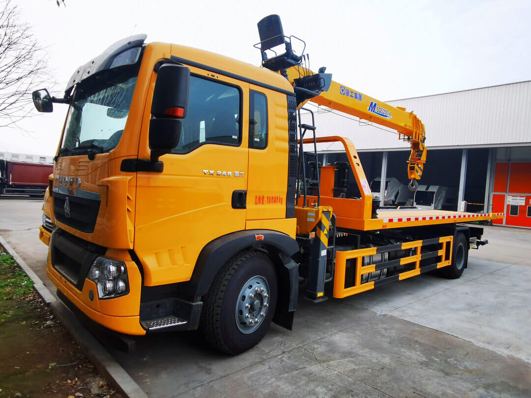 Hydraulic Winch tilt Tray Flatbed Towing Trucks with crane (15)