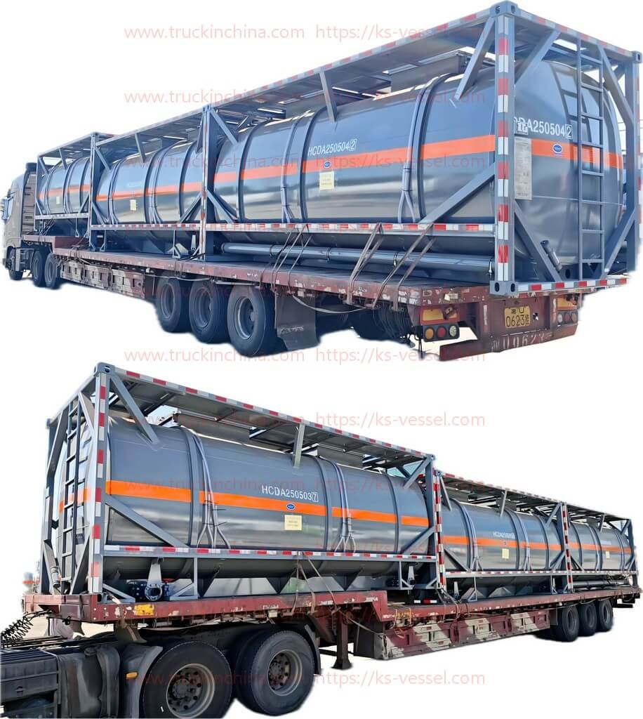 6PCS T7 T14 PE Lined ISO Tank Container for HCL, PAC Hydrochloric Acid / Chemical Poly Aluminum Chloride 21KL To Vietnam