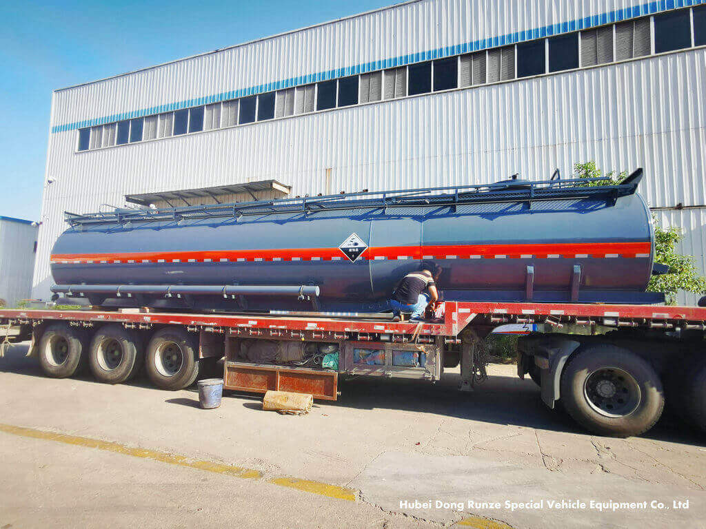PE lining acid tank trailer for Hydrochloric Acid HCl Sulphuric Acid (16)