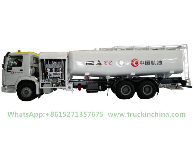 Sinotruck HOWO 21500L Aircraft Tanker (Aviation Kerosene, Gasoline, Jet A-1 Oil Refueler Aircraft Tanker Reel Refueling 1200L/Min Refueling Platform Lifting 4m)