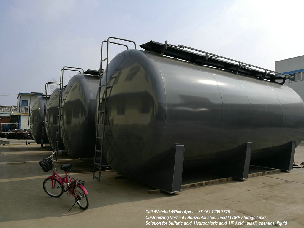 Customize Checmial Acid Storage Tank 100t (Steel Lined LLDPE Tank For Storage Bleach, Hydrochloric Acid, Ferric Chloride, Oilfield Chemicals, Corrosive Wastes)