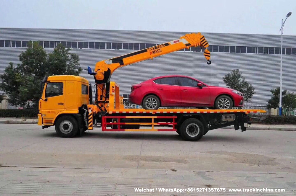 Shacman Car Carrier Flatbed Mounted 8 Ton Loading Crane Recovery Truck (Flat Slide Bed)