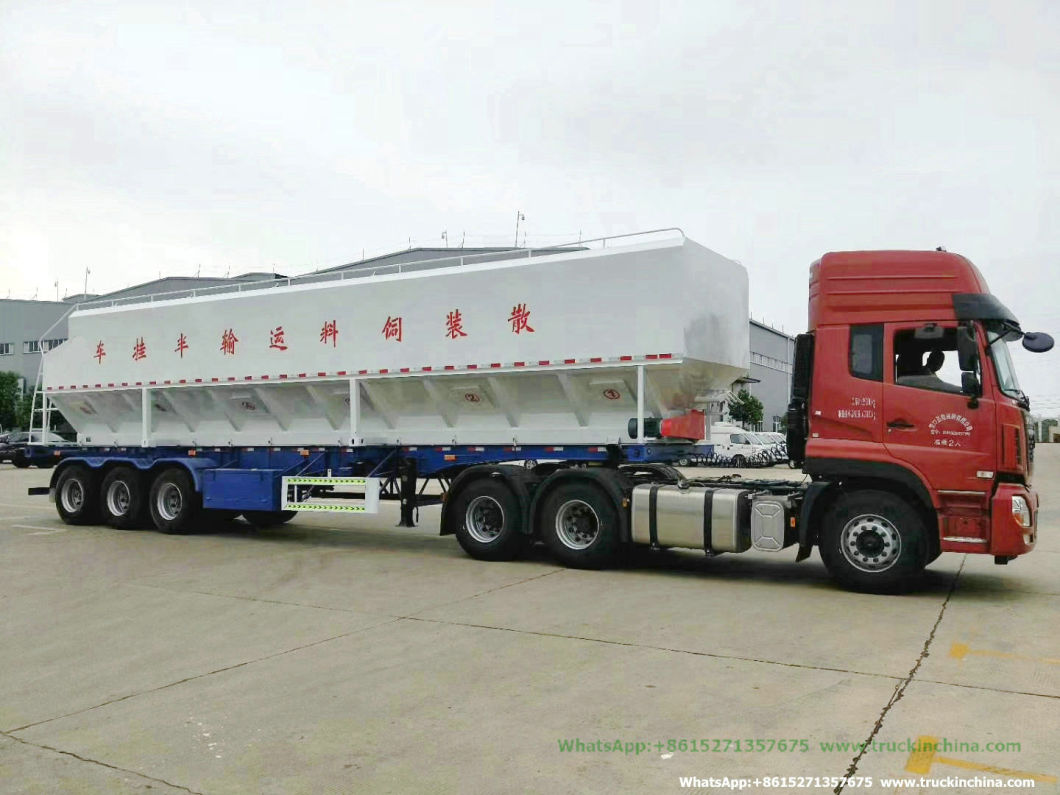Tri-Axles Bulk Feed Tank Semi Trailer Customized with Electric Pump Hydraulic System Transport Livestock Chicken Duck Goose Feed