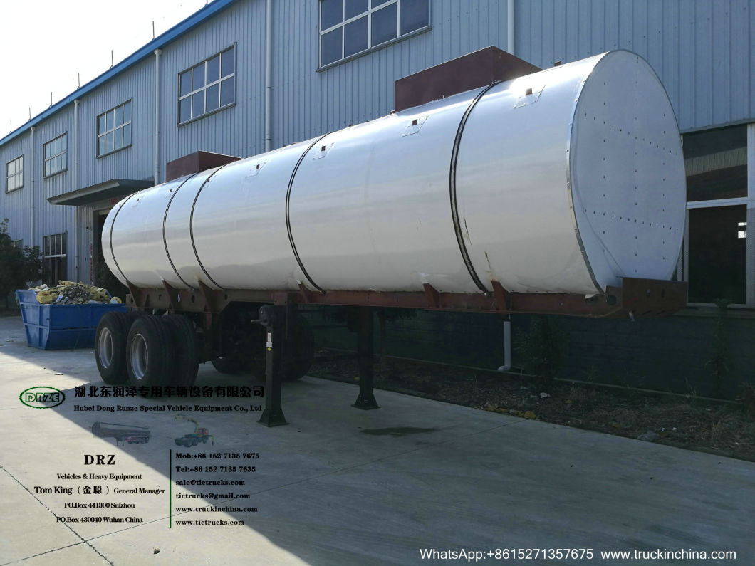 Sodium Hypochlorite Chemical Liquid Tanker Trailer (2 axles 19cbm Steel Tank inner Lined LLDPE Outer Insulated Rockwool 80mm for 10% -15% NaClO Bleach Javel)