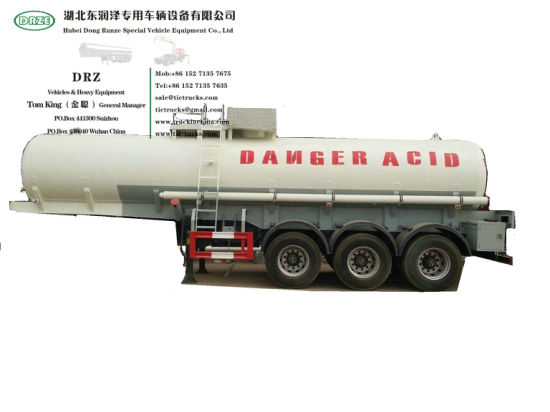 36t-40t Sulfuric Acid Tanker 20-22cbm (5000USG-6000USG 3 Axles Crabon Steel Tank For Concentrated SG1.83 Sulfuric Acid UN1830 Dangerous Acid Crossive 8)