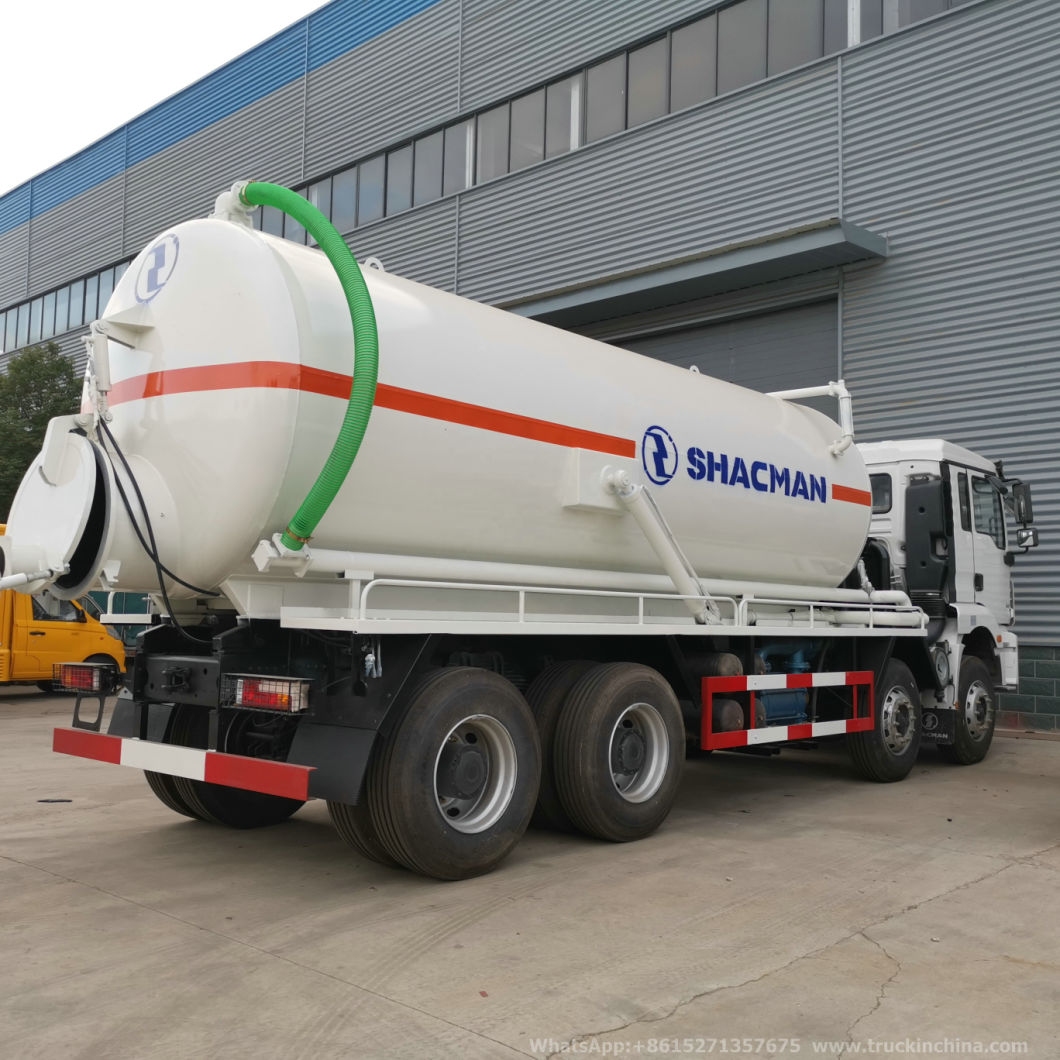 Shacman 8X4 Sewage Suction Tanker Truck (20cbm Vacuum Tank, Septic Tank)
