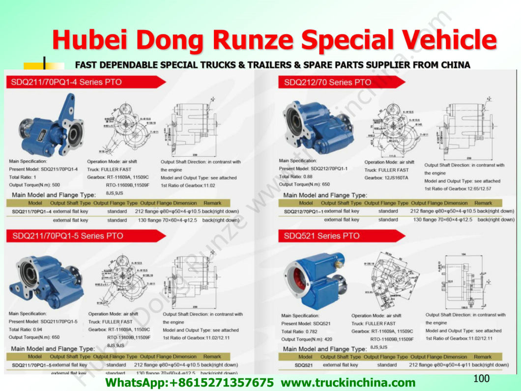 China Truck Power Take-off Assembly Pto (Dump Tipper Truck Fast 9JS119TA, RTO-11609B, RT-11509F, RT-11509C, 12JS160TA, 12JD180T Gearbox Transmission SDQ211/70)