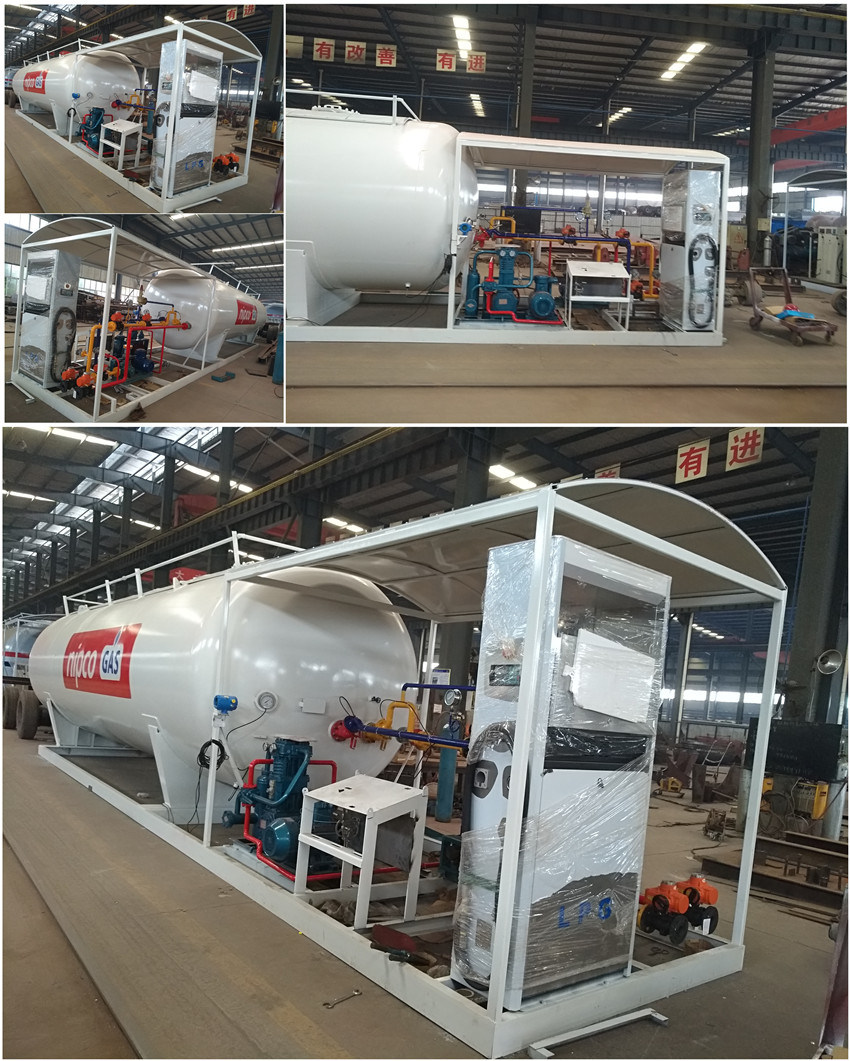 10000liters LPG Filling Plant with Two Dispenser for 4tons LPG Cooking Gas Cylinder Filling Station Skid Mounted Tank of Easy Transport