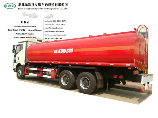 FAW Diesel Road Tanker Truck (24m3 Fuel Oil Bowser Refueling Truck with Oil Pumps Flowmeter Fuel Despenser for Fuel Express Door to Door Service)