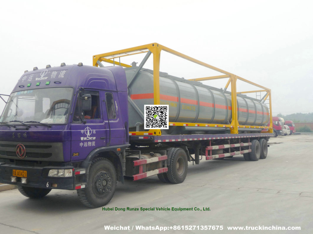 40FT Chemical Tank Container for Road Transport (Dongte 35 -40Ton Bleach Tanks, NaOCL Tanks, Javel Water, HCl Tank Steel Lined LDPE)