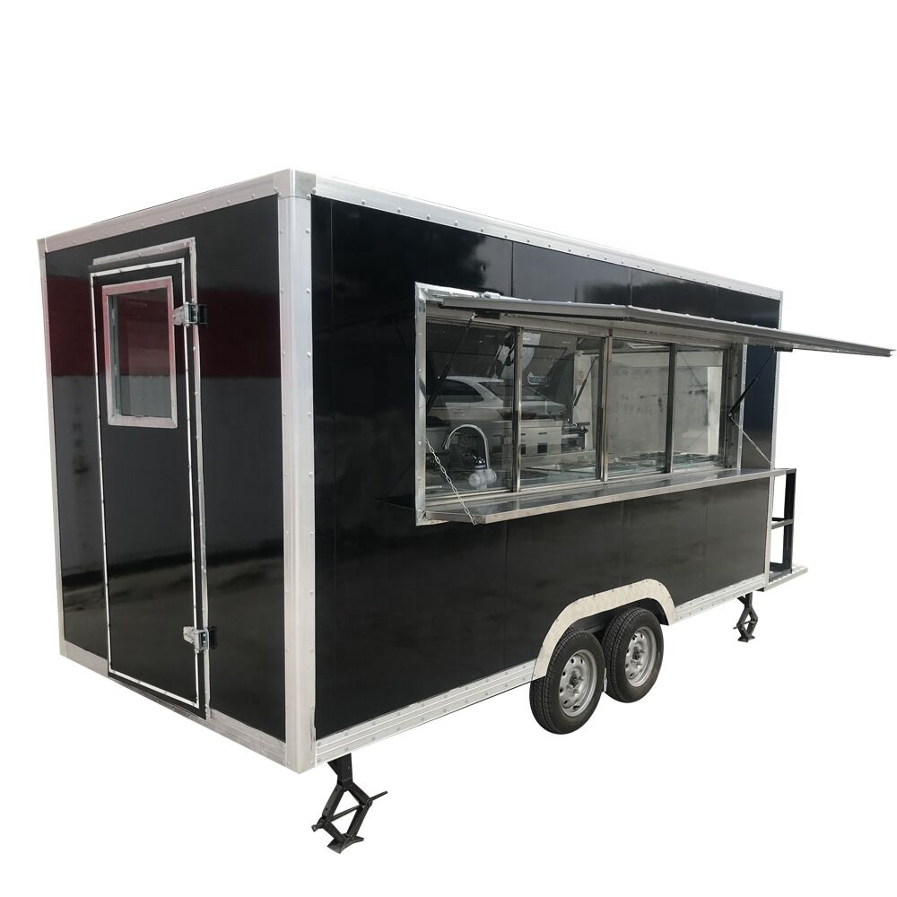 New Mobile Food Trailer Pastel Green Mobile Food Drawbar Customized