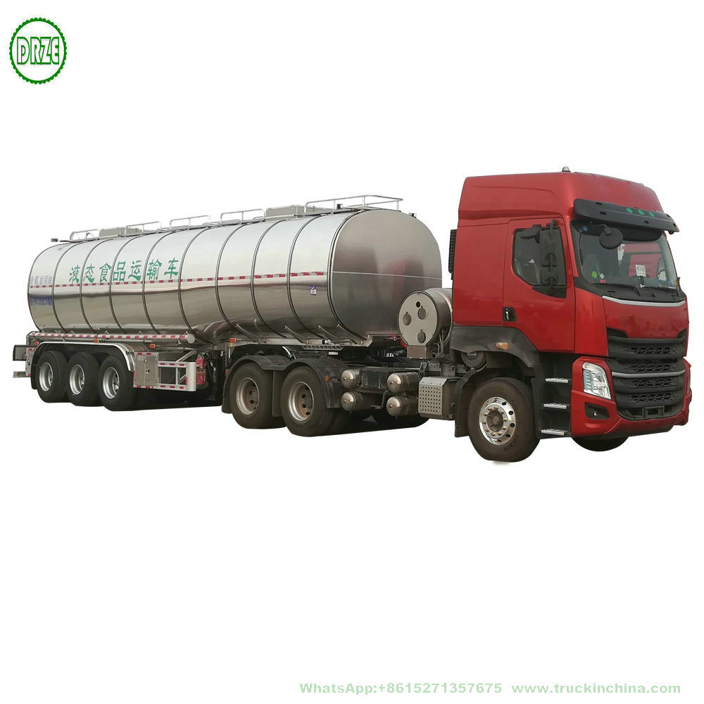 Stainless Tank Trailer 36000L~42000L for Road Transport Liquid Food, Chemical, Oil, Milk (3 Axle Road Tanker Trailer)