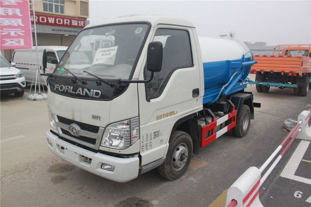 Septic Tank Truck Forland 3000 Liters Mini Fecal Suction Truck Vacuum Tanker Sewer Cleaner