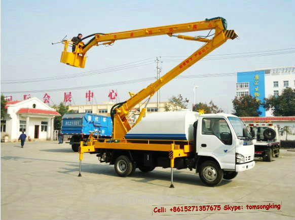 Brand Japan Crane Truck with Bucket Lift for Electric Companies with I. S. U. Z. U Engine 4kh1