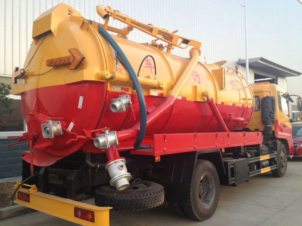 High Pressure Jetting Combined Sewer VAC Tanker Truck 6cbm Vacuum Sewage Tank, 4cbm Jetting Water Tank
