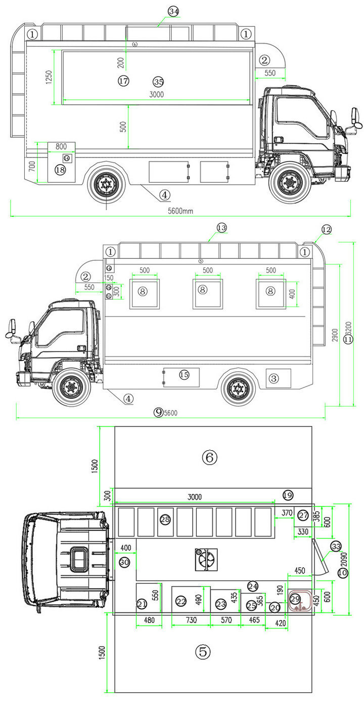 DFAC Diesel Mobile Kitchen Food Truck 4.2 Meters Long Rhd. LHD 4X4 or 4X2