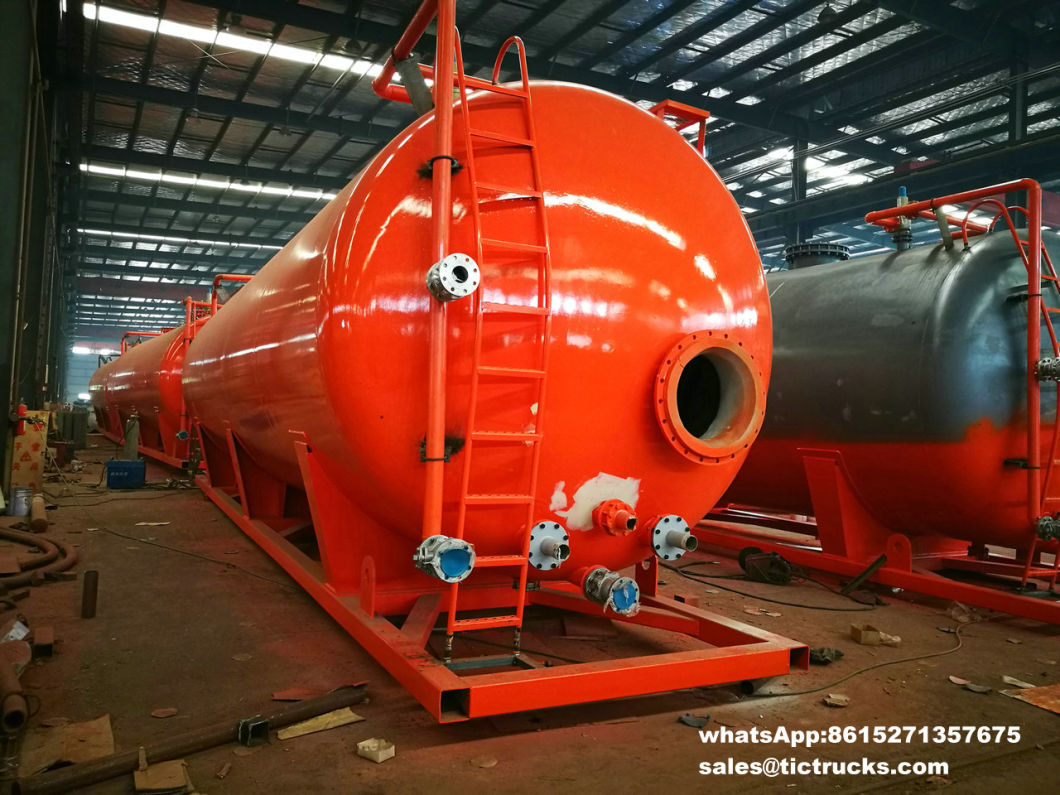 Skid Tank Lined LDPE 60cbm -80cbm (500 bbl Frac Tank) for Oilfield Onsite Acid Supply and Holding Mounted Trailers Ease of Transportation Chemical Contain HCl