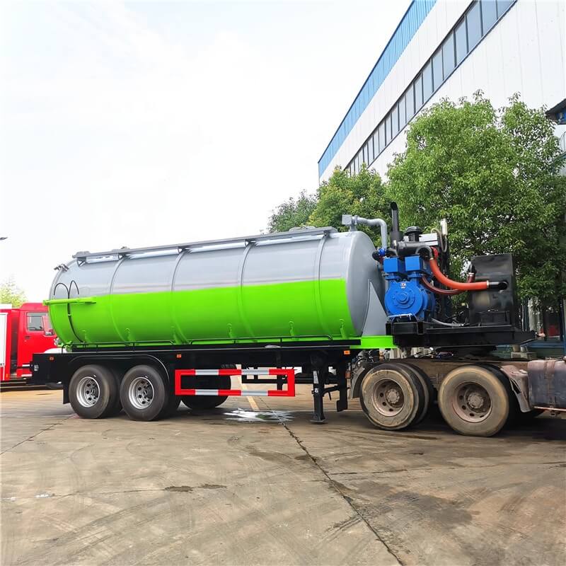 2 Axles Sewer sewage suction Vacuum Tank Semi Trailer (23)